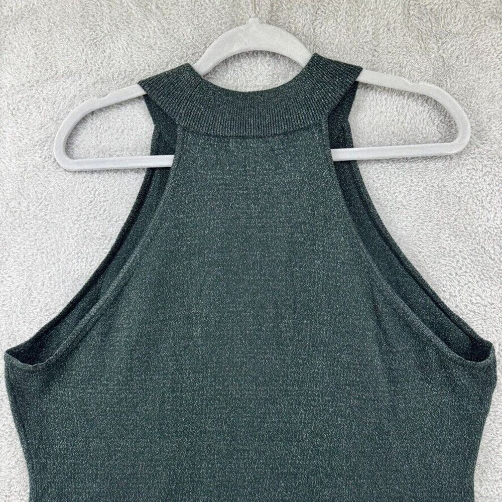 Banana Republic Top Womens XL Green Silver Metallic Knit Fitted Halter Stretch - Picture 7 of 13
